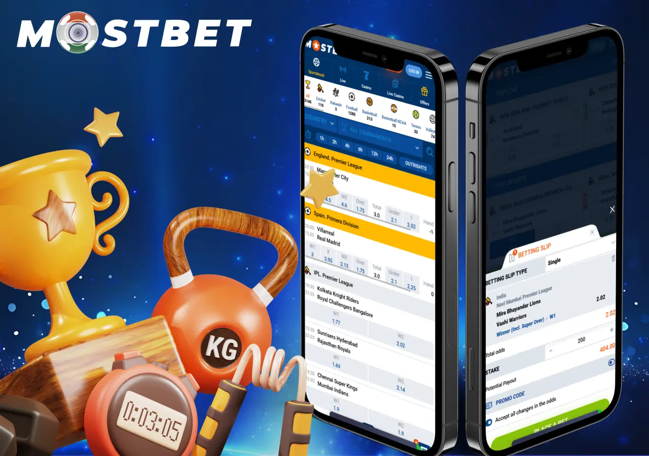 Available betting markets, odds, and live streaming in the Mostbet app.